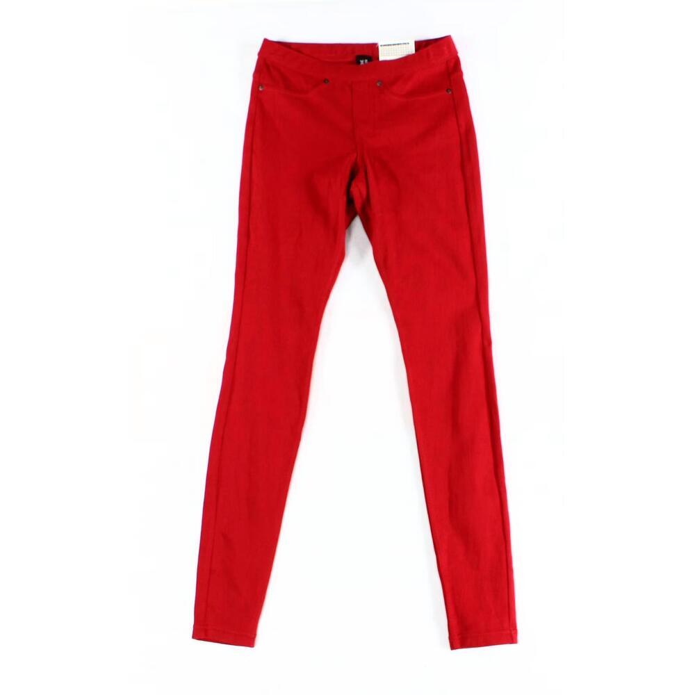 NEW HUE women's original denim leggings in deep red